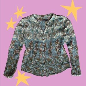 Prana Paisley Print Women's Blouse - Blue and Brown